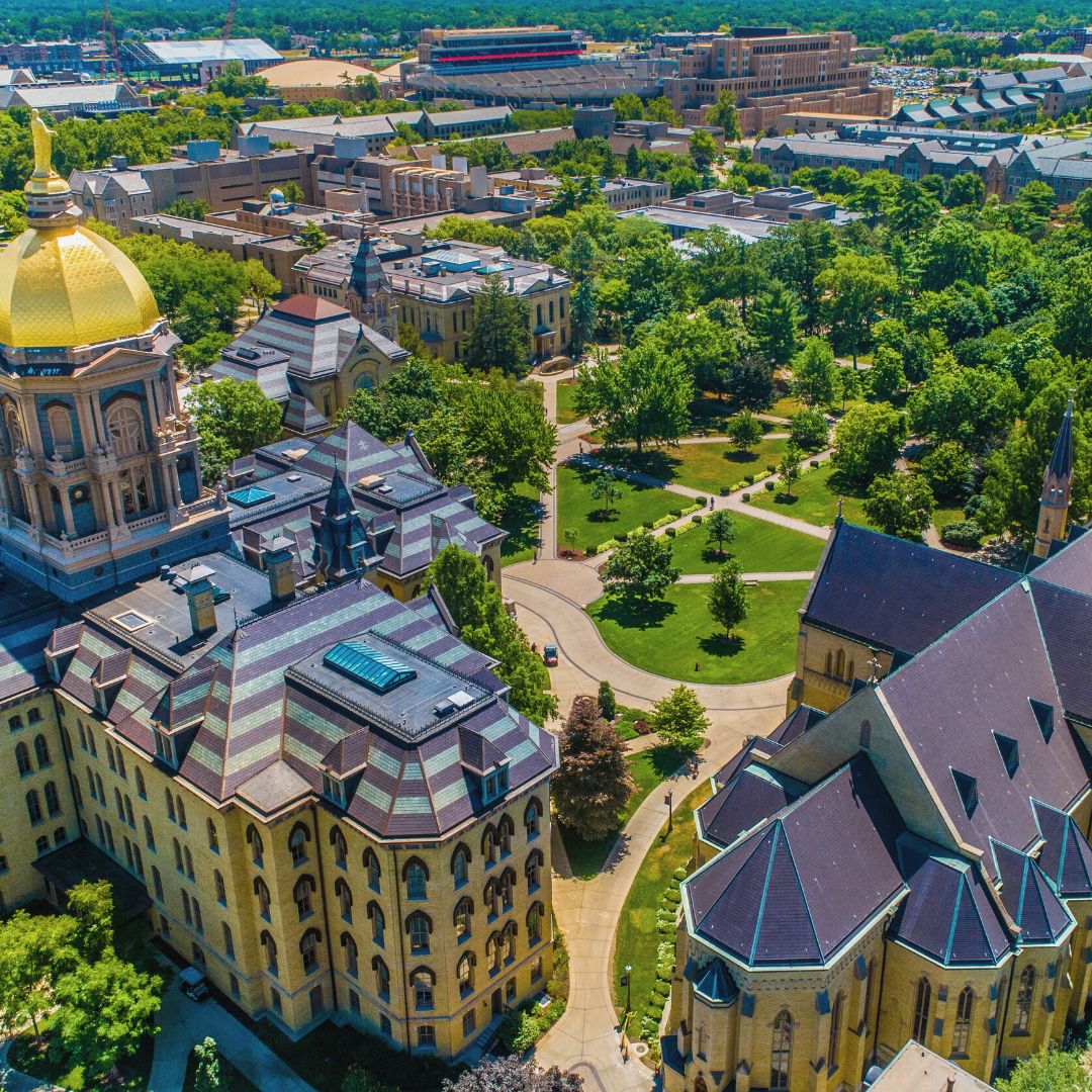 Aerial view of the University of Notre Dame campus